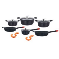 10pcs new die cast aluminum non-stick soup pot/casserole/fry pan cookware set