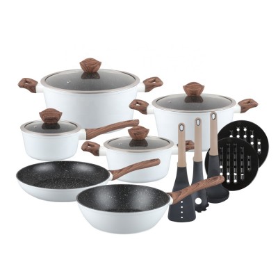 10pcs forged non-stick marble  coating cookware soup pot set