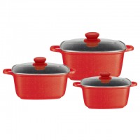 6pcs die cast aluminum nonstick square soup pot cookware set